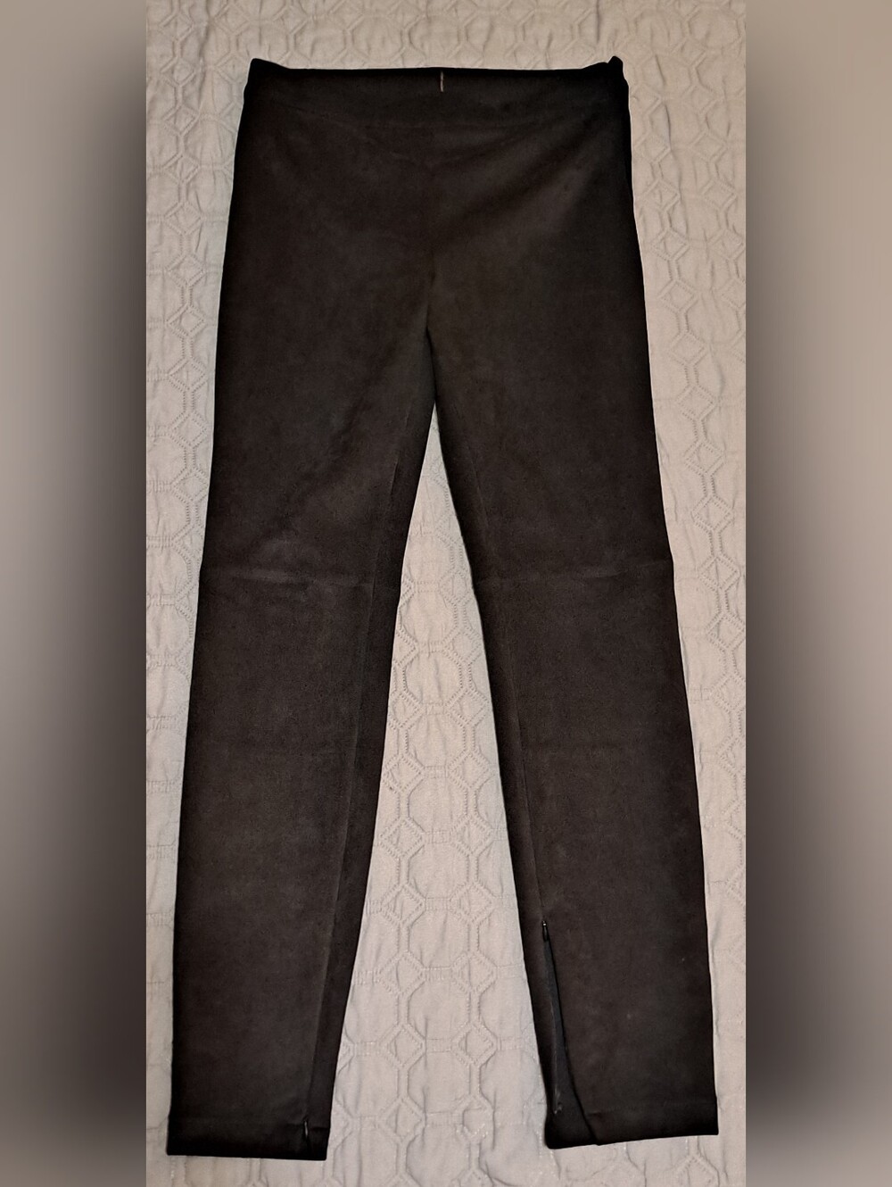 Elie Tahari Black Women's Slim Stretch Faux Soft Suede Slacks Sz M